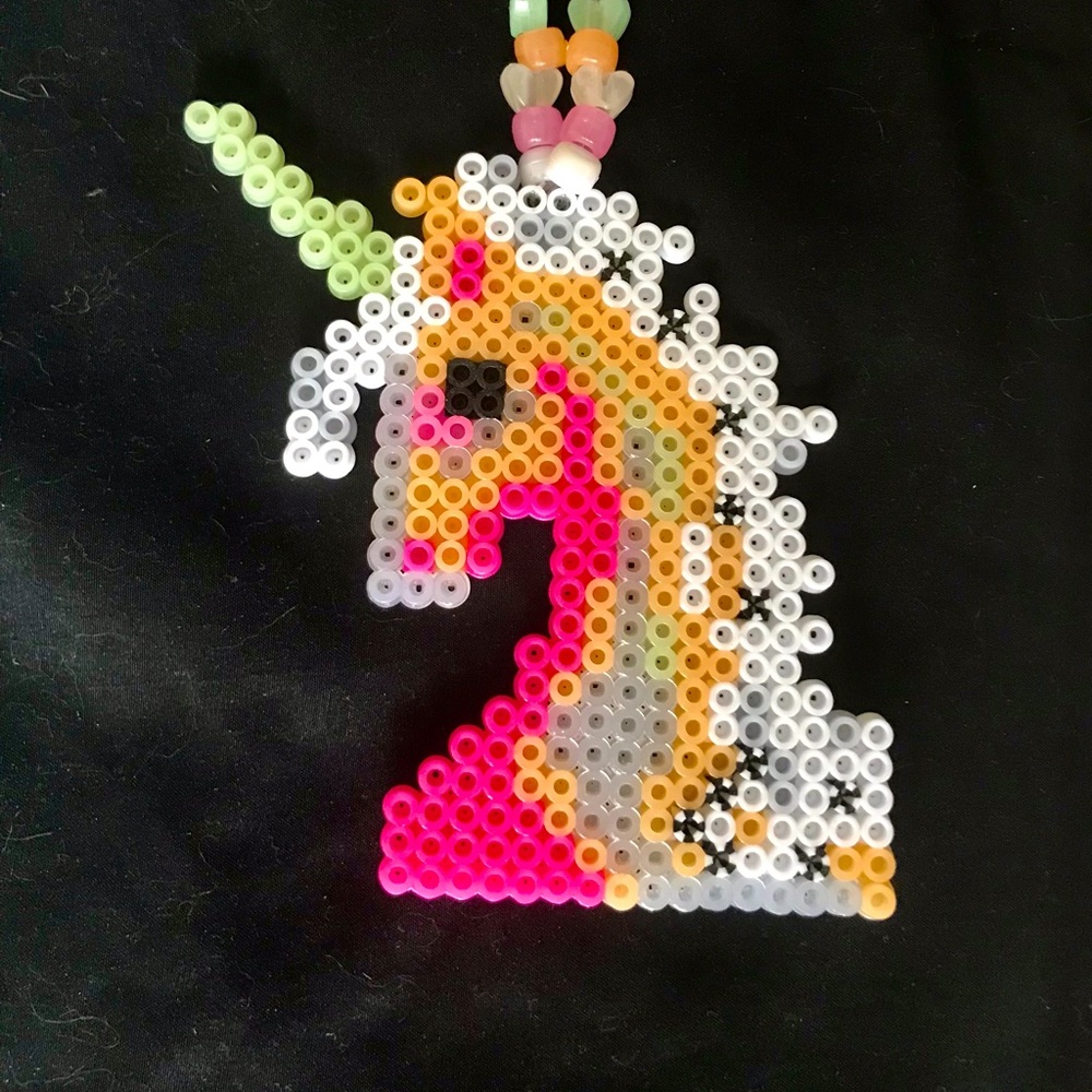 Handmade Kandi Necklace – Unicorn Glow Beaded Charm | Festival Rave EDM PLUR Je